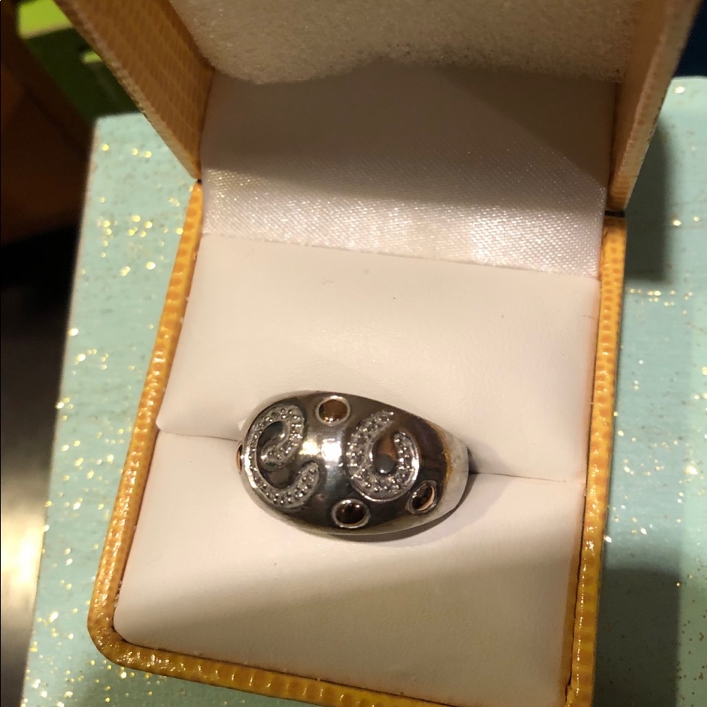 Rachel Welch sterling, 18k & Diamond ring vintage